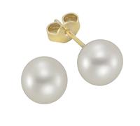 Paar Ohrstecker VIVANCE "333 Gold Perlen weiß 7-7,5mm", gelb (gelb, weiß), Ohrringe, Damen, one-size, Gold (13366327-0) gelb, weiß