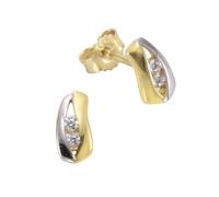 Paar Ohrstecker VIVANCE "333 Gold zweifarbig Zirkonia weiß", bunt (mehrfarbig, weiß), Ohrringe, Damen, one-size, Gold (59870901-0) mehrfarbig, weiß