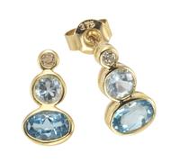 Paar Ohrstecker VIVANCE "375/- Gelbgold mit Blautopas/Weißtopas", gelb (gelb, blau), Ohrringe, Damen, one-size, Gold, Ohrstecker (92927529-0) gelb, blau