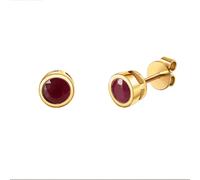 Paar Ohrstecker VIVANCE "585/- Gelbgold glanz Rubin", gelb (gelb, rot), Ohrringe, Damen, one-size, Gold (23636823-0) gelb, rot