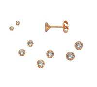 Paar Ohrstecker VIVANCE "925 Silber rotvergoldet Set 3 Paar 2mm", rot (rot, weiß), Ohrringe, Damen, one-size, Silber 925 (Sterlingsilber) (62088613-0) rot, weiß