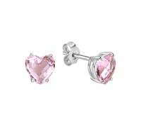 Paar Ohrstecker VIVANCE "925/- Sterling Silber rhodiniert Herz Glasstein", weiß (weiß, rosa), Ohrringe, Damen, one-size, Silber 925 (Sterlingsilber) (49212830-0) weiß, rosa