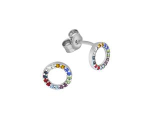 Paar Ohrstecker VIVANCE "925/- Sterling Silber rhodiniert Kristall bunt", weiß (weiß, bunt), Ohrringe, Damen, one-size, Silber 925 (Sterlingsilber) (86852363-0) weiß, bunt