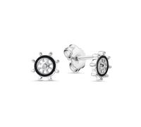 Paar Ohrstecker VIVANCE "925/- Sterling Silber rhodiniert Steuerrad Lack schwarz", weiß (weiß, weiß), Ohrringe, Damen, one-size, Silber 925 (Sterlingsilber) (25047569-0) weiß, weiß