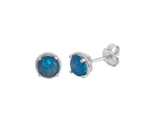 Paar Ohrstecker VIVANCE "925/- Sterling Silber rhodiniert synth. Opal blau", weiß (weiß, blau), Ohrringe, Damen, one-size, Silber 925 (Sterlingsilber) (56327902-0) weiß, blau
