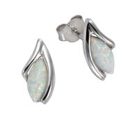 Paar Ohrstecker VIVANCE "925/- Sterling Silber rhodiniert synth. Opal", weiß (weiß, weiß), Ohrringe, Damen, one-size, Silber 925 (Sterlingsilber), Paar Ohrstecker (30586566-0)