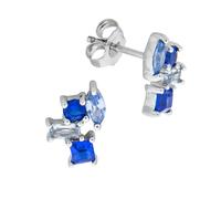 Paar Ohrstecker VIVANCE "925/- Sterling Silber rhodiniert synth. Steine blau", weiß (weiß, blau), Ohrringe, Damen, one-size, Silber 925 (Sterlingsilber) (35955159-0) weiß, blau