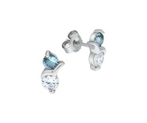 Paar Ohrstecker VIVANCE "925/- Sterling Silber rhodiniert Zirkonia und Kristall", weiß (weiß, weiß), Ohrringe, Damen, one-size, Silber 925 (Sterlingsilber) (81457854-0) weiß, weiß