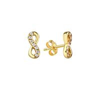 Paar Ohrstecker VIVANCE "925/- Sterling Silber vergoldet Infinity Zirkonia", gelb (gelb, weiß), Ohrringe, Damen, one-size, Silber 925 (Sterlingsilber) (51887350-0) gelb, weiß