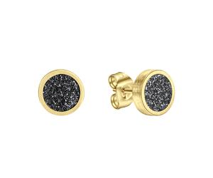 Paar Ohrstecker ZEEME "Edelstahl gelb mattiert Stardust grau", Damen, Gr. one-size, Edelstahl, gelb, Ohrringe (76681554-0) gelb