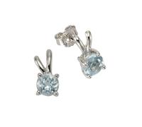 Paar Ohrstecker ZEEME "Silber 925 rhodiniert mit 2x Blautopas (beh.) 6mm", weiß (weiß, blau), Ohrringe, Damen, one-size, Silber 925 (Sterlingsilber), Paar Ohrstecker (29269454-0)