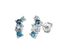 Paar Ohrstecker ZEEME "Silber 925 rhodiniert mit Blautopas (beh.)", weiß (weiß, blau), Ohrringe, Damen, one-size, Silber 925 (Sterlingsilber), Paar Ohrstecker (57817008-0)