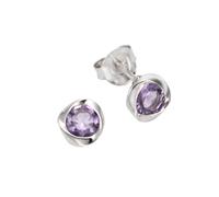 Paar Ohrstecker ZEEME "Silber 925 rhodiniert mit echtem Amethyst", weiß (weiß, lila), Ohrringe, Damen, one-size, Silber 925 (Sterlingsilber) (67369936-0) weiß, lila