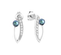 Paar Ohrstecker ZEEME "Silber 925 rhodiniert mit grauer Perle und Zirkonia", weiß (weiß, weiß), Ohrringe, Damen, one-size, Silber 925 (Sterlingsilber) (53946732-0) weiß, weiß