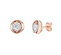 Paar Ohrstecker ZEEME "Silber 925 rosé-vergoldet mit weißen Zirkonia-Steinen", rot (rot, weiß), Ohrringe, Damen, one-size, Silber 925 (Sterlingsilber) (44079040-0) rot, weiß