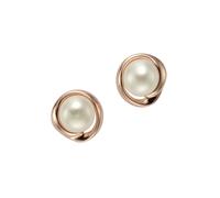 Paar Ohrstecker ZEEME "Silber 925 rosé-vergoldet mit weißer Perle 6mm", rot (rot, weiß), Ohrringe, Damen, one-size, Silber 925 (Sterlingsilber) (057561-0) rot, weiß