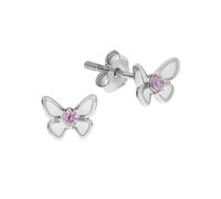 Paar Ohrstecker ZEEME "Silber 925 Schmetterling Zirkonia pink", weiß (weiß, pink), Ohrringe, Jungen, one-size, Silber 925 (Sterlingsilber) (85705625-0) weiß, pink