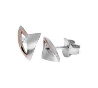 Paar Ohrstecker ZEEME "Silber 925 zweifarbig mit Zirkonia weiß", bunt (mehrfarbig, weiß), Ohrringe, Damen, one-size, Silber 925 (Sterlingsilber) (507398-0) mehrfarbig, weiß