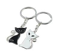 Paare Schlüsselringe Schlüsselbund Geschenke Clip Anhänger Nette Taschenanhänger Liebhaber Katze Fob Gürtelhalter Für Schlüssel Handy Packbag Weiß und Schwarz 9 * 3 * 0,2 CM Langlebig und nützlich Dur