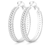 PABBEU Ohrringe Schwarz Silber 925 Creolen, Hypoallergen Schwarz Groß Sterling Silber Ohrringes Silber Ohrringe, Bequem Leichte Silberne Ohrringes für Damen 50MM