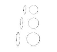 PABBEU Ohrringe Silber 925 Creolen, 3 Paar Ohrringe, 20mm, 30mm, 40mm, Hypoallergen, Sterling-Silber, Poliert, Hebel Rückseite