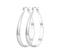 PABBEU Silber Ohrringe Damen 925 Creolen, Dicke Ohrringes Silbers Ovale Creolen, Leichte Hypoallergene Große Silber Ohrringe als Geschenk für Damen, 30/40/50/62MM