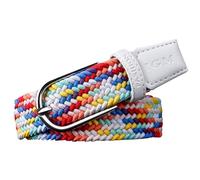 PACDE Western Candy Colors Elastic Braided Women Canvas Belt Woven Sknny Slim Stretch Women Belt, bunt, for42"-43"waist size