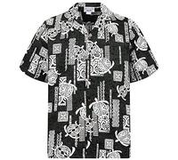 Pacific Legend Original Hawaiihemd, Kurzarm, Tattoo-Turtle, Dunkelgrün, M