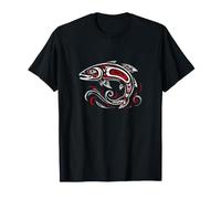 Pacific Northwest Lachs Tribal Art Fischhaken Hawaiianischer Ozean T-Shirt