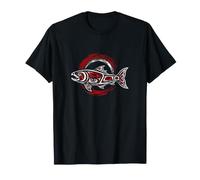 Pacific Northwest Lachs Tribal Art Fischhaken Hawaiianischer Ozean T-Shirt