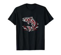 Pacific Northwest Lachs Tribal Art Fischhaken Hawaiianischer Ozean T-Shirt