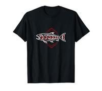 Pacific Northwest Lachs Tribal Art Fischhaken Hawaiianischer Ozean T-Shirt