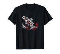 Pacific Northwest Lachs Tribal Art Fischhaken Hawaiianischer Ozean T-Shirt