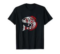 Pacific Northwest Lachs Tribal Art Fischhaken Hawaiianischer Ozean T-Shirt
