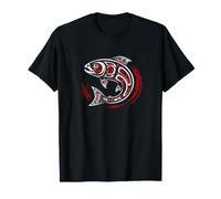Pacific Northwest Lachs Tribal Art Fischhaken Hawaiianischer Ozean T-Shirt
