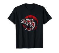Pacific Northwest Lachs Tribal Art Fischhaken Hawaiianischer Ozean T-Shirt