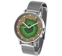 Pacific Time Damen Herren Armbanduhr 3D Relief Zifferblatt Gran Canaria Edelstahl Milanaise-Armband Urlaub Limited Edition 20408