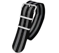 Pacific Time First Wechsel Armband Durchzugsband Uhrenarmband Ersatz Band Textil Dornschließe Sport schwarz grau gestreift 10041