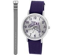Pacific Time Kinder Armbanduhr Mädchen Junge Pferd Motivuhr Kinderuhr Set 2 Textil Armband violett + grau analog Quarz 10324