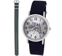 Pacific Time Mädchen Uhr Analog Quarz mit 2 Textilarmband 10313 blau grau
