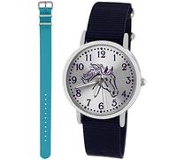 Pacific Time Mädchen Uhr Analog Quarz mit 2 Textilarmband 10317 blau hellblau