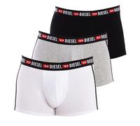 DIESEL Herren Boxershorts, 3er Pack - UMBX-SHAWNTHREEPACK, Trunks, Logobund, Kontrast-Streifen, Cotton Stretch Weiß/Schwarz/Grau L