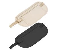 Pack of 2 Flat Bum Bag, Travel Bum Bag, Theft-Proof Waterproof Flat Waist Bags, Money Belt with RFID Blocker, Anti-Theft, Festival Bumbag for Men and Women, Wearable Under Clothing