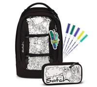 Satch Pack Schulrucksack Set Artist Edition Weiß, Schwarz Schulrucksack