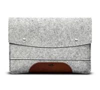 Pack & Smooch Hülle für MacBook Air 15 MacBook Air 15 case Sleeve 100% Wollfilz Und Pflanzlich Gegerbtes Leder Handmade in Germany Grau/Hellbraun