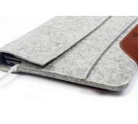 Pack & Smooch MacBook Air 15 Sleeve, MacBook Air 15 Hülle aus Wollfilz und pflanzlich gegerbtem Leder aus Italien Grau-Hellbraun
