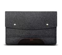 Pack & Smooch MacBook Air 15 Sleeve, MacBook Air 15 Hülle aus Wollfilz und pflanzlich gegerbtem Leder aus Italien Anthrazit-Dunkelbraun