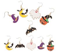 PACKOVE 1 Satz 5 Paar Halloween Ohrringe Damen Tropfen Ohrringe aus Legierung Kürbis Geist Fledermaus Spinne für Halloween Party Kostüm