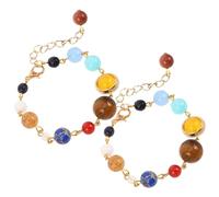 PACKOVE 2 Stück Einstellbares Solar System Armband mit Natürlichen Planetensteinperlen Galaxy Universe Schmuck für Damen und Herren Weltraum bead bangle Universum Sternenschmuck