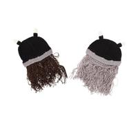 PACKOVE 2 Stück Knitted Viking Beanie mit Künstlichem und Hörnern Dekorative Kopfbedeckung für Männer und Frauen für Karneval Partys und Bühnenauftritte Teiliges Brauner und Grauer